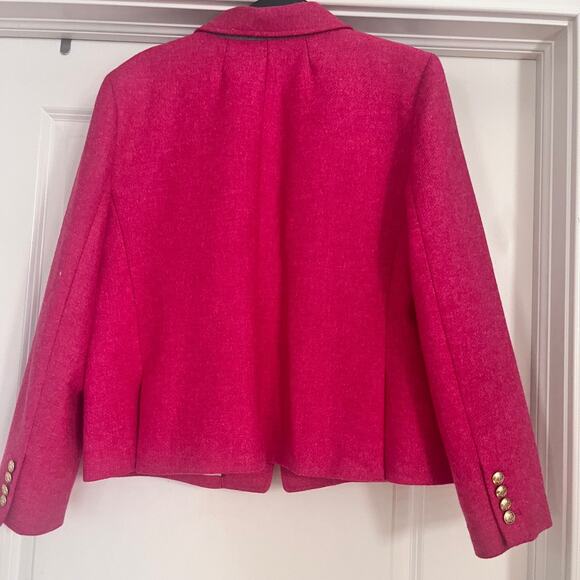 J.Crew Pink English Wool Shrunken-Fit Blazer Jacket Size 16 gold Buttons Classic - Picture 8 of 9